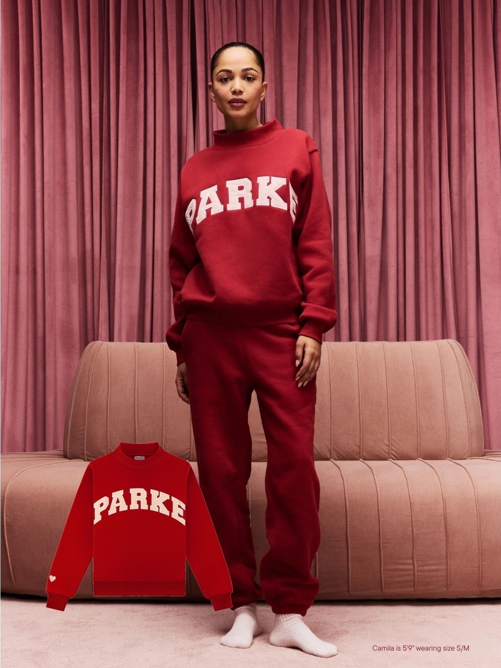 PARKE Crimson & Peony Valentines Varsity Mockneck